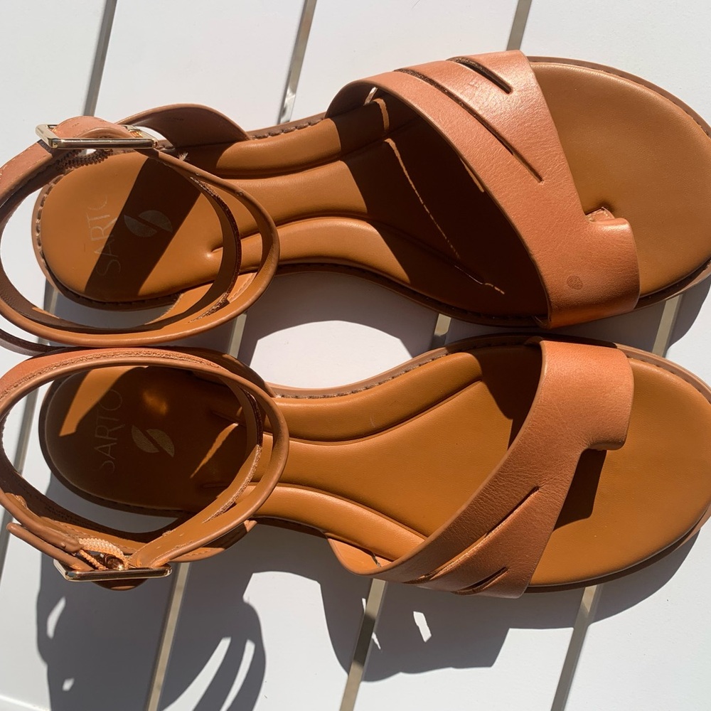 Sarto brown leather sandals size 9.5 M - Picture 9 of 13